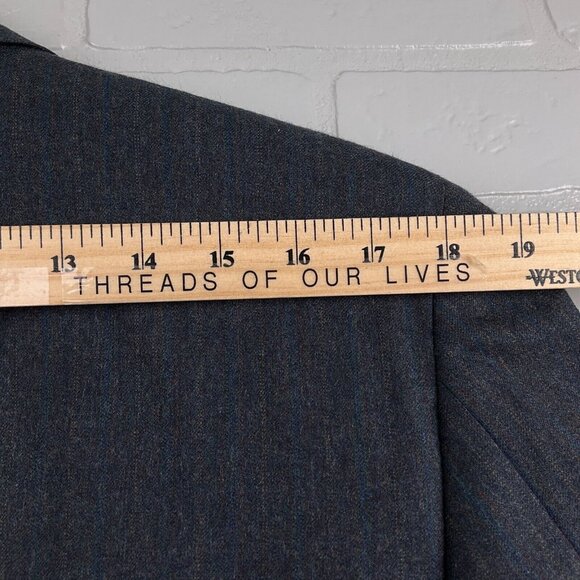 Evan Picone Blazer Men 42R Gray Blue Stripe Classic Career Wool VTG USA 80s‎ - Picture 16 of 16